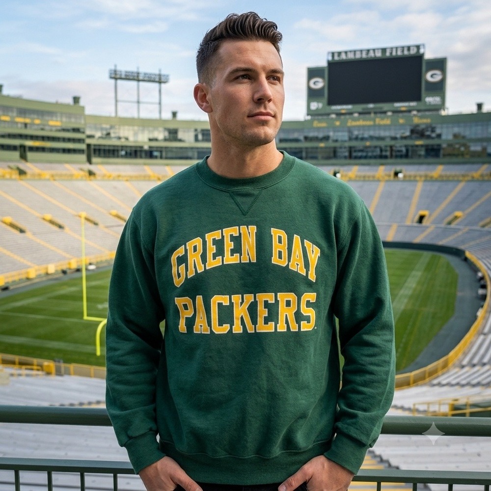 Russell Athletic Green Bay Packers Mens XXL Green Vintage 90s NFL Sweatshirt USA